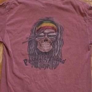 Paradise Island Bahama Skull Reggae Graphic T-Shirt Rare Size Large